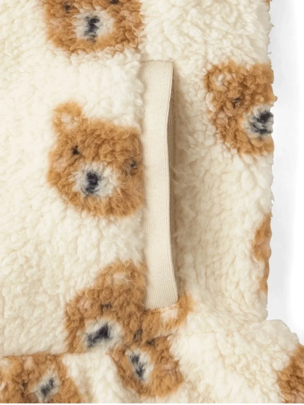 Gymboree Girls ‘Little Essentials’ Cream Bear Sherpa Half-Zip Pullover Size 6